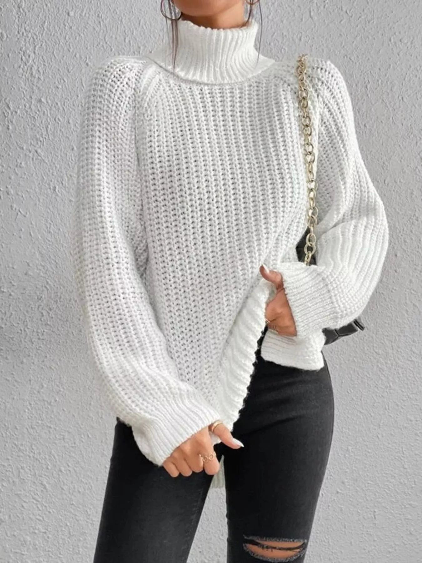 Full Size Turtleneck Long Sleeve Sweater Plus Size