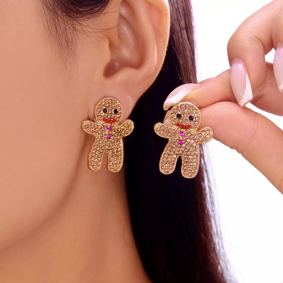 Alloy Gingerbread Man Stud Earrings