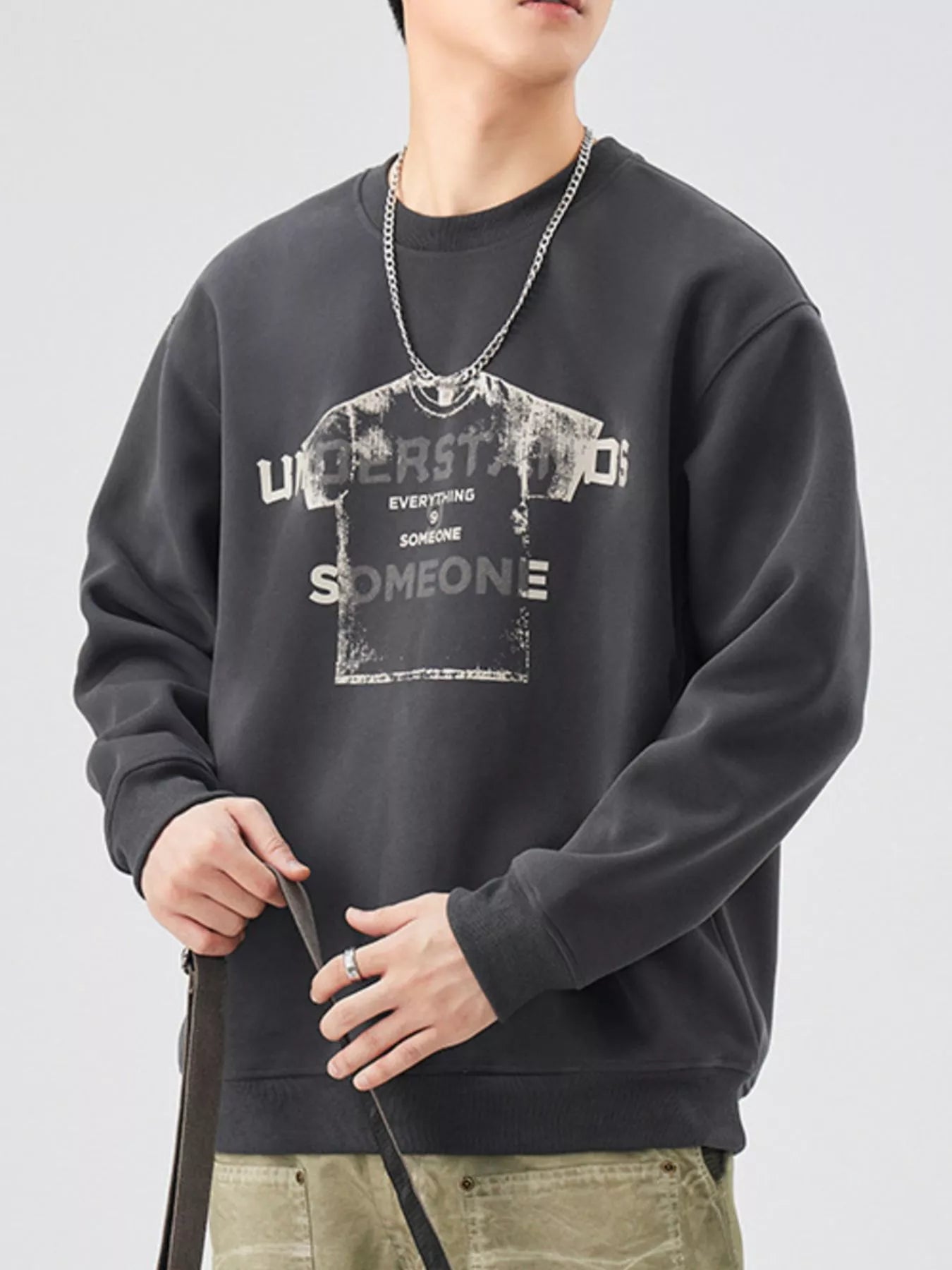 Men's Plus Size Graphic Crew Neck Sweatshirt
