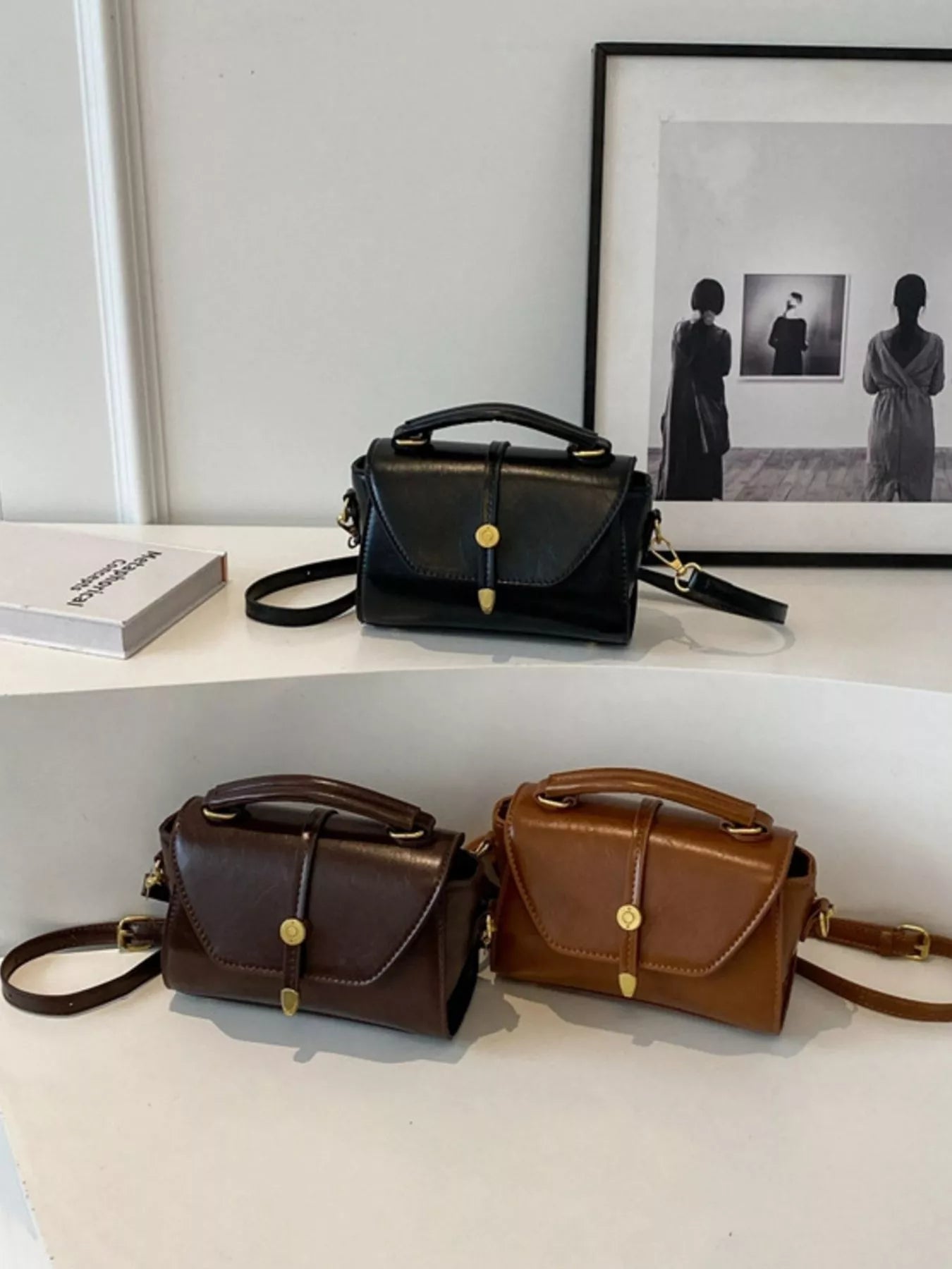 Leather Top Handle Crossbody Bag