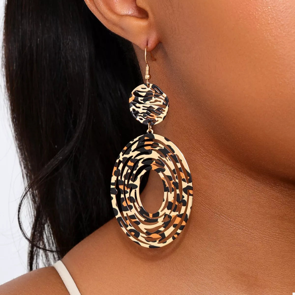 Leopard Print Dangle Earrings