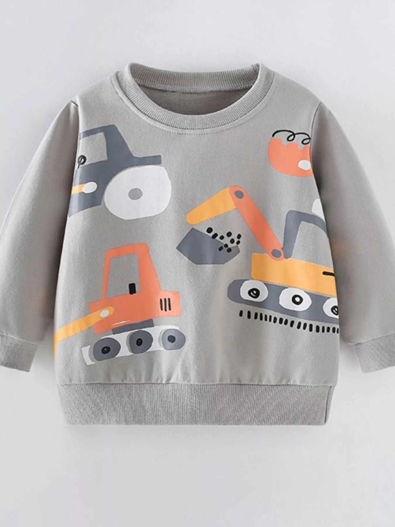 Children's Excavator Print Crew Neck Sweatshirt