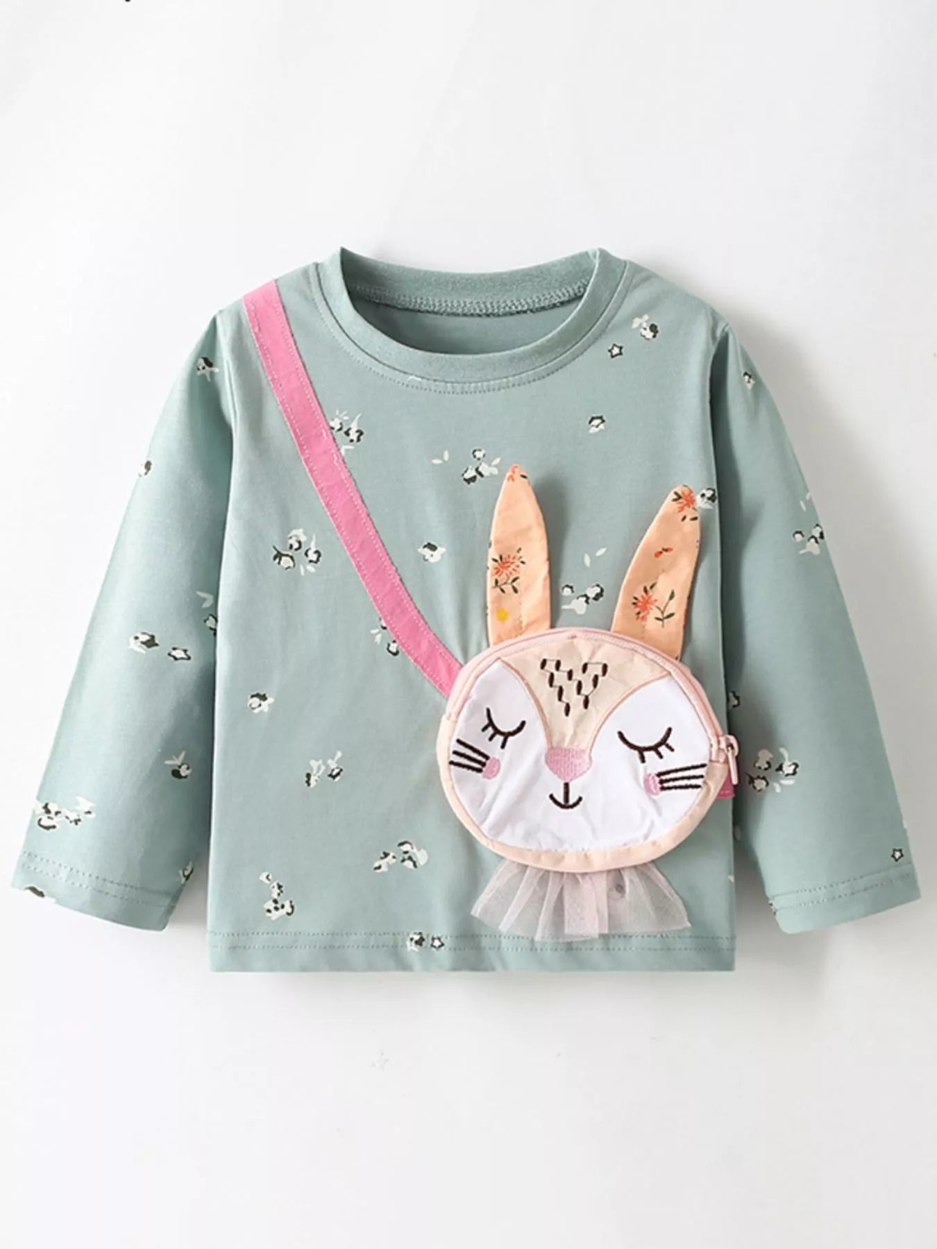 Children's Cute Bunny Applique Long Sleeve T-Shirt